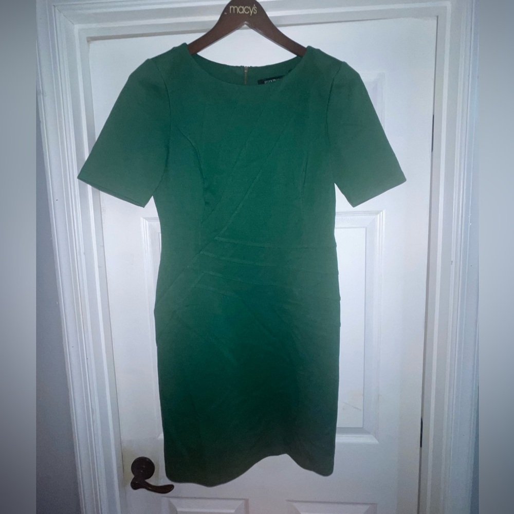 Ellen Tracy Green Sheath Midi Dress for Work